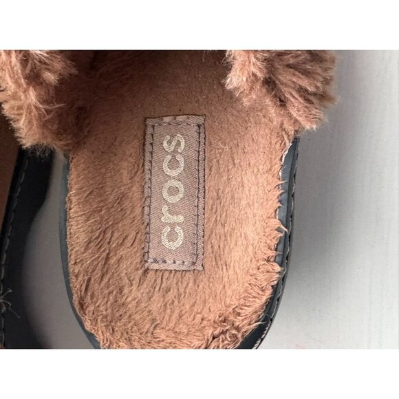Crocs Cobbler Shimmer Clogs 202302 Brown Suede Faux Fir Lined Slip On Women's 8 - Picture 5 of 7